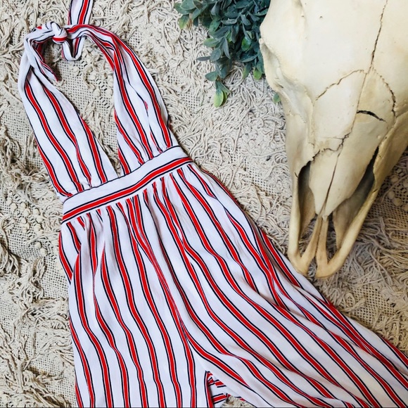 Urban outfitters: plunging halter jumpsuit stripes - Picture 4 of 8